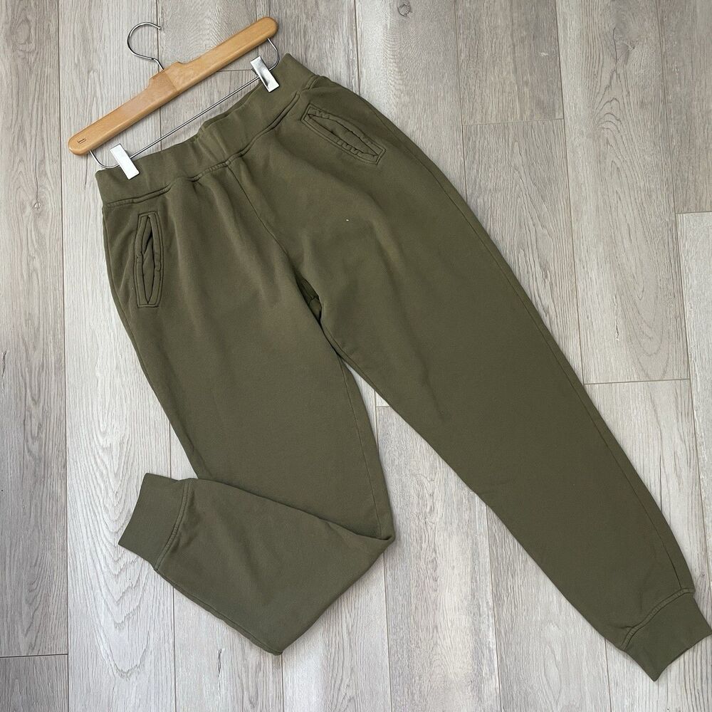 ATM Cotton Sweatpants pull on jogger womens Green (small) heavy loungewear comfy